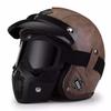 3C Vintage 3/4 Half Helmet Electric Motorcycle Summer Pedal Cruise Locomotive Leather Helmet Men and Women
