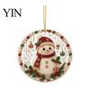 Office Holiday Decorations Christmas Acrylic Hanging Ornament, 2D Flat Double Side Printed Home Decor Santa Snowman Pendant for Tree Window, Festive