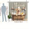 Golden Retriever Shower Curtain Dog in Bathtub with Rubber Duck Print Waterproof Polyester Bathroom Decor