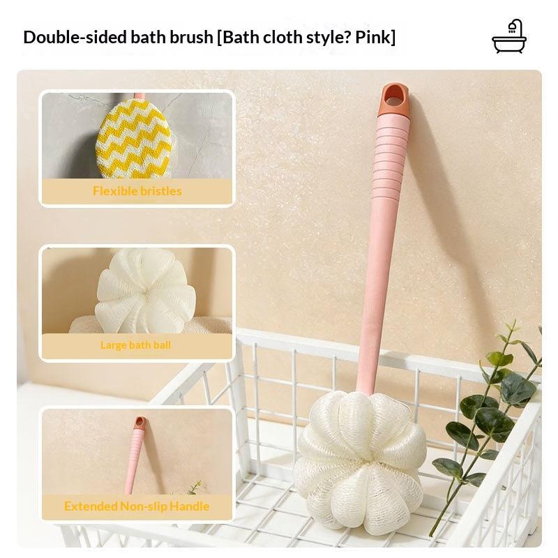 2 In 1 Long Handle Bath Scrubber Soft Bristles Exfoliating Loofah for Back Cleaning Men Women Shower