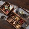 Walnut Wood Serving Tray Set With Compartmentalized Design Nuts Fruits Snacks Living Room Decor Modern Chinese Style