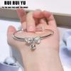RUI RUI YU Luxury Designer Bowknot Bell Bracelet for Women Silver Color Open Adjustable Bracelet Wedding Party Statement Jewelry Gift