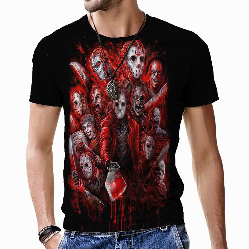 Мужская футболка Terror Skull с коротким рукавом, свободная в стиле хип-хоп, Harajuku, крутая повседневная одежда с 3D принтом, забавные топы большого размера, дышащие мужские