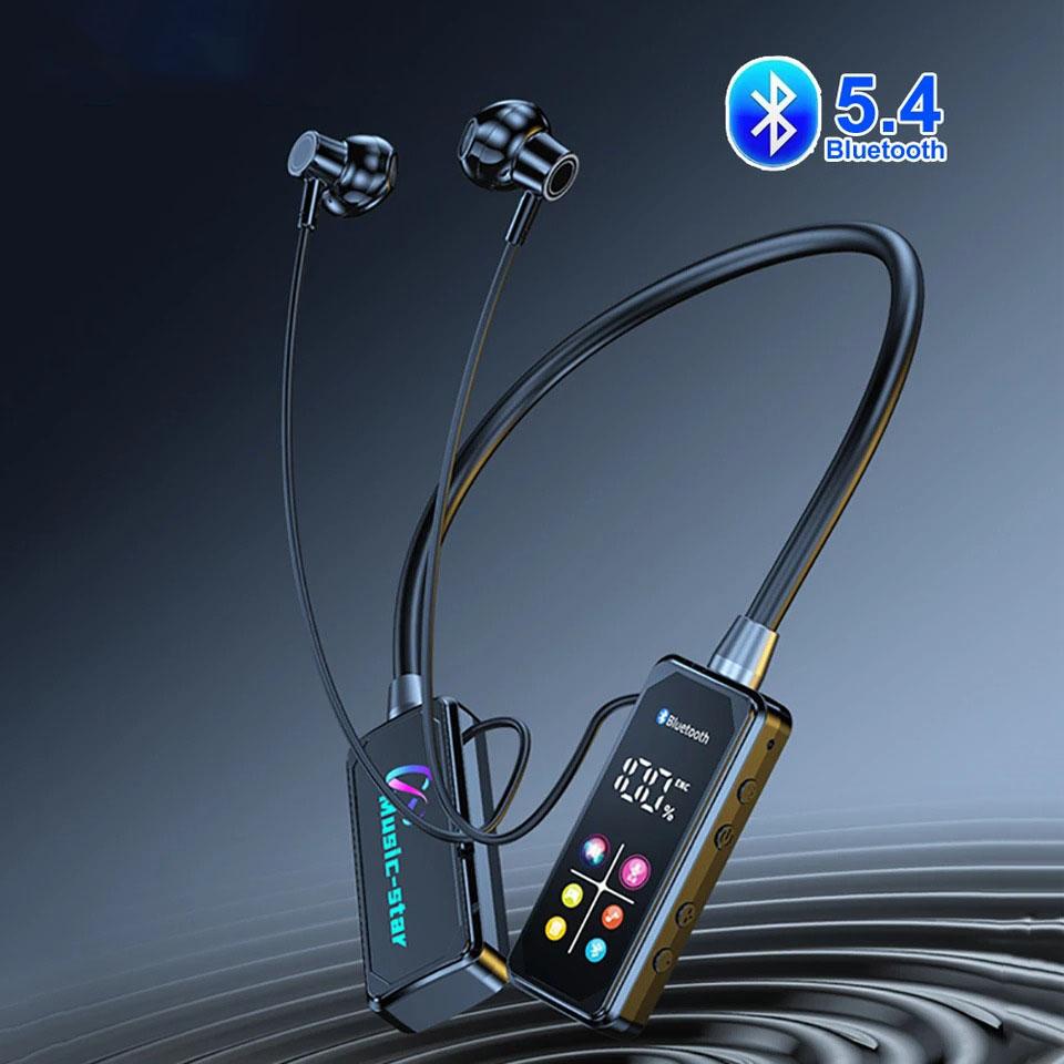 Цветной экран Bluetooth 5.4 Наушники с шейным ободом Беспроводные гарнитуры Hi-Fi стерео Шумоподавление Вкладыши