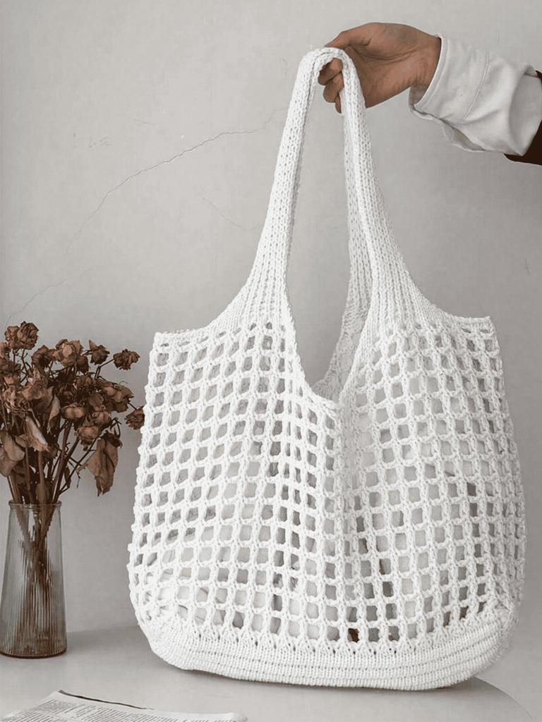 1pc Large Capacity Fashion Woven Tote Bag Hollowed Out Shoulder Bag Ultra-light,breathable and Spacious for Casual Summer Travel