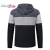Cozy Up Autumn  Hooded Warm Sweater for Men with Thick and Velvet Men Knitted Sweatercoats Patchwork Jacket Male