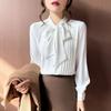 Весна Новая Белая Рубашка Свободного Кроя Топ Французский Бант Женская С Длинным Рукавом