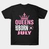 Мужская черная футболка с принтом, футболка большого размера queens-are-born-in-july, хлопковая футболка с принтом на бумаге для переноса изображений без разрезов