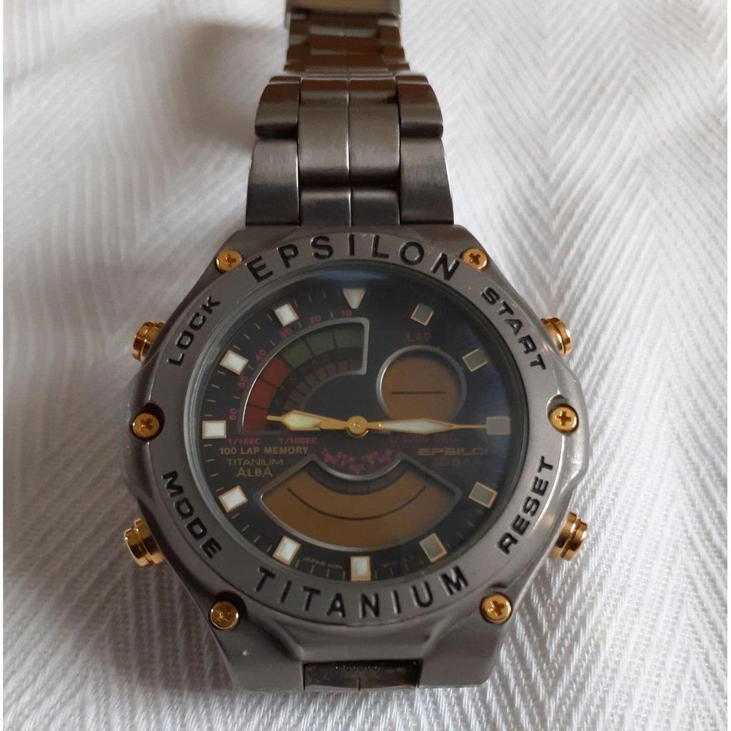 Б/у SEIKO ALBA EPSILON V084-8000 В комплекте коробка Оригинальный ремешок Epsilon Титан