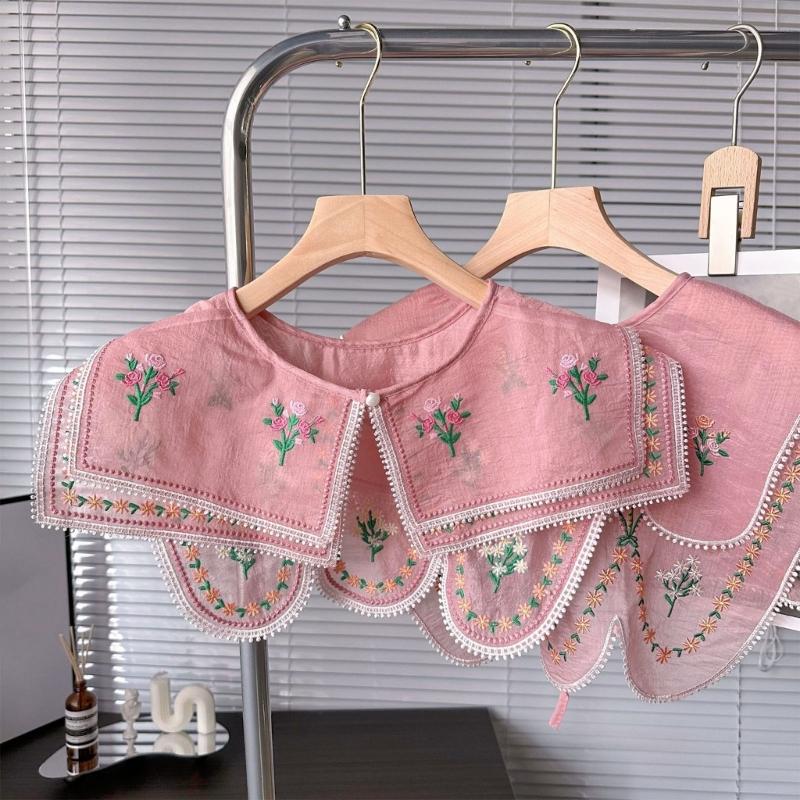 Embroidered Flower False Collar for Women Girls Elegant Detachable Faux Collar Blouse Collar Fashion Clothes Accessories