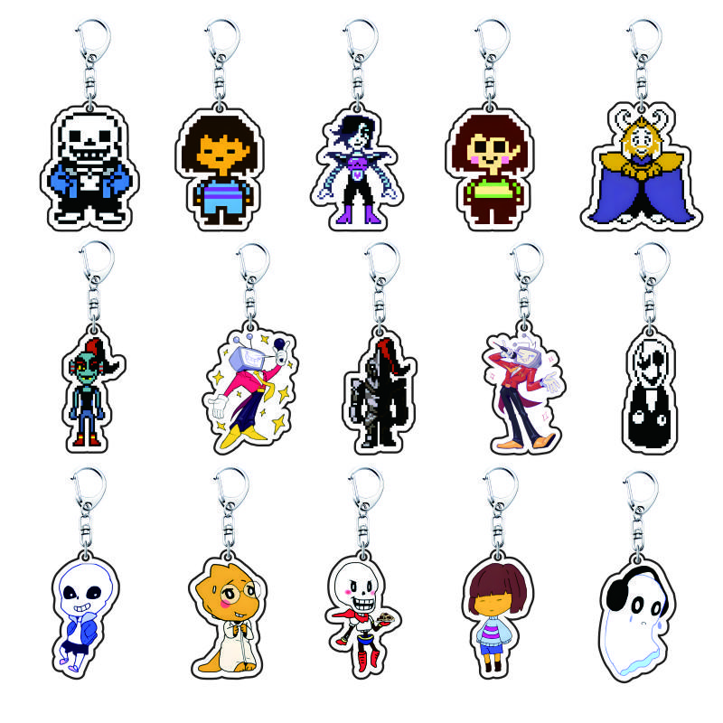 Игра Undertale Пиксельный брелок 6см Акриловый Санс Флоуи Папирус Азриэль подвеска машина брелок сумка аксессуары аниме подарок