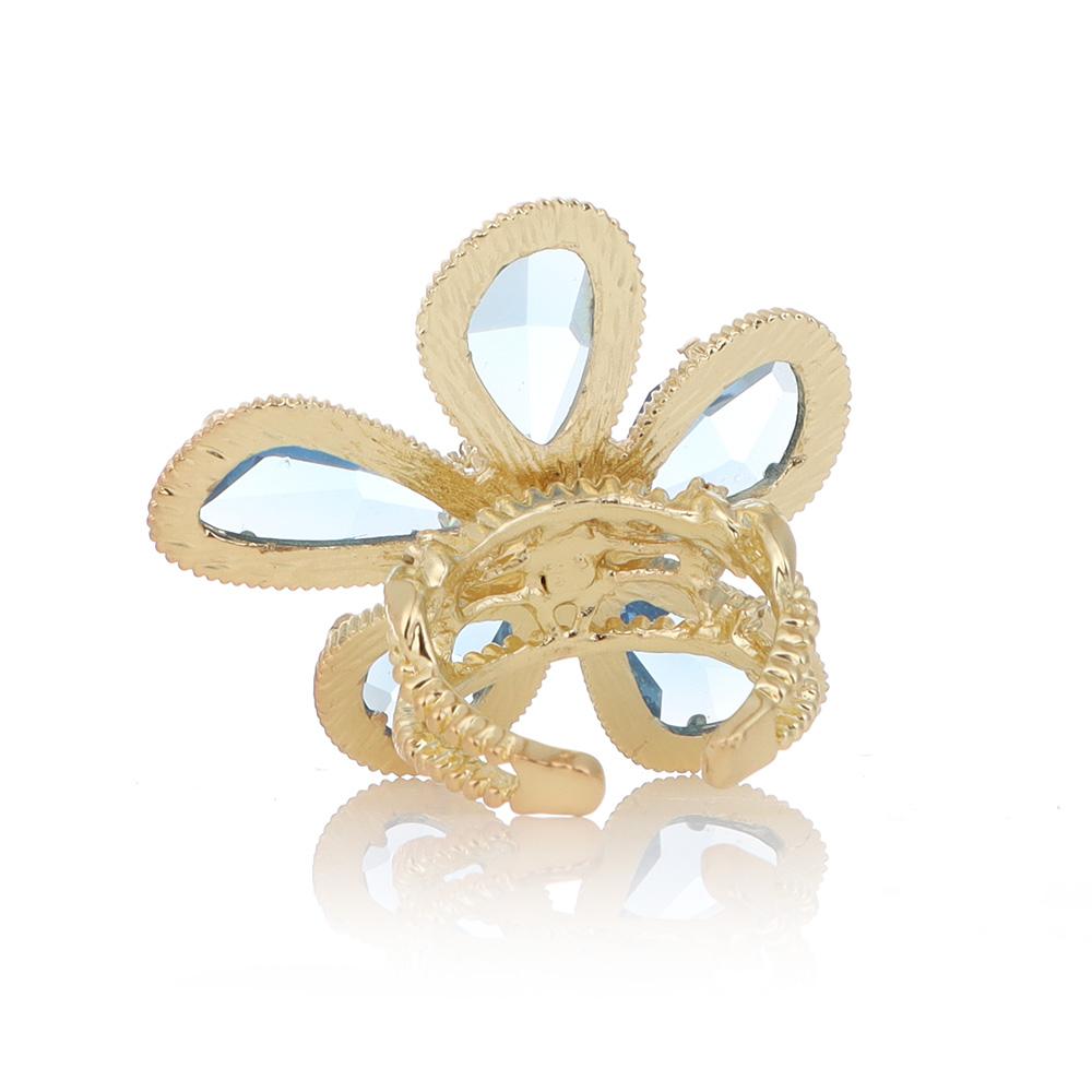 Женское Девушка Блеск Преувеличенное Сказочное Кольцо Стразы Цветок Открытое Регулируемое Большое Цветок Кристальное Кольцо