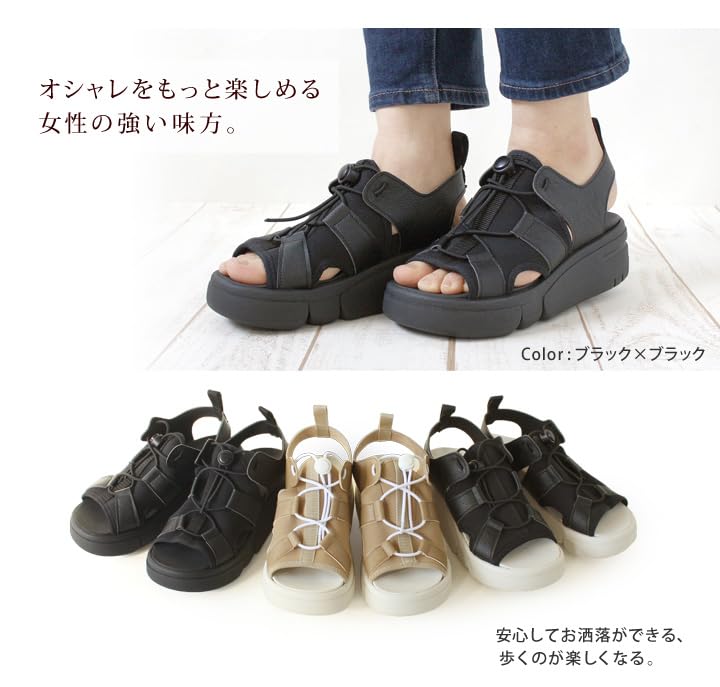 RE253 Толстые с задним ремешком Легко ходить Легко Сделано в см 3E [Regetta] Сандалии, Подошва, Легкие, Спортивные, Ремешок, Стопор, Женские, в, Носить,