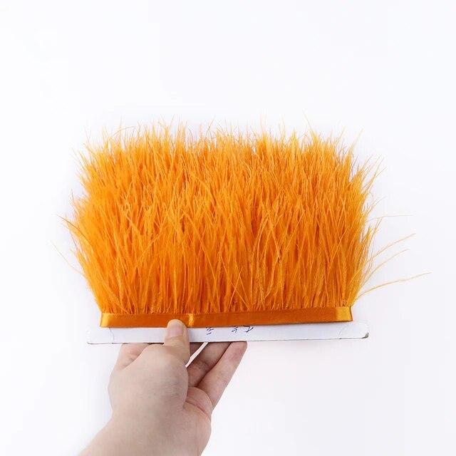 Цветная страусиная отделка 6-8 см, 1 м, 5 м, 10 м для поделок, свадебное платье, украшение одежды, лента с бахромой из перьев, отделка для шитья Flecos