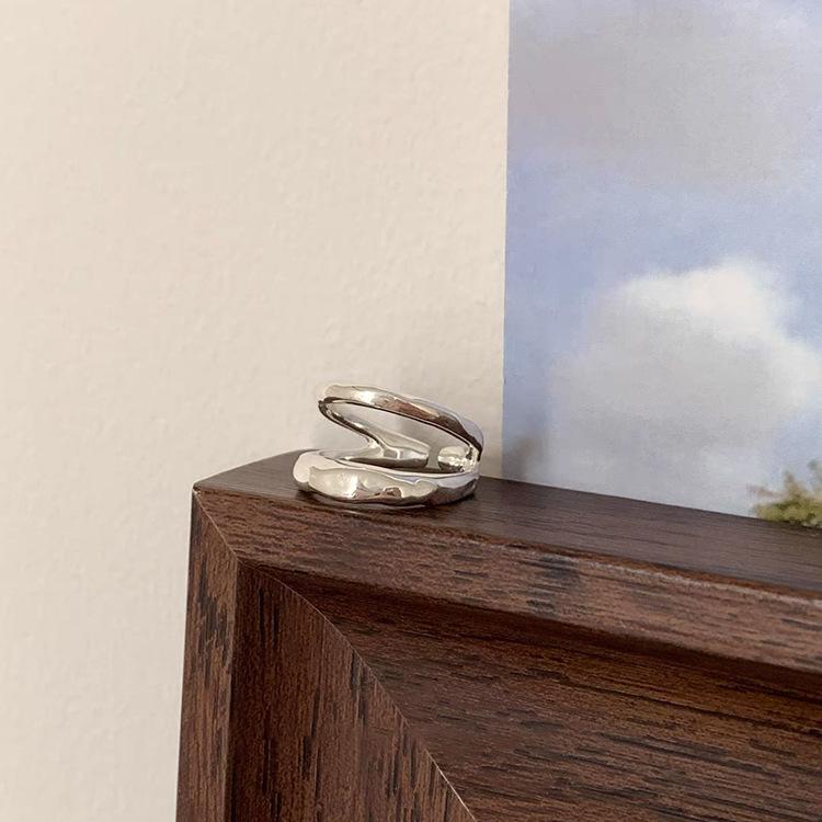 Открытое металлическое кольцо с неровной волной: Ретро, Универсальный дизайн для женщин