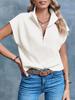 Women's Half Zip Cropped Knit Top Cap Sleeve Lightweight Oversized Sweater Vest