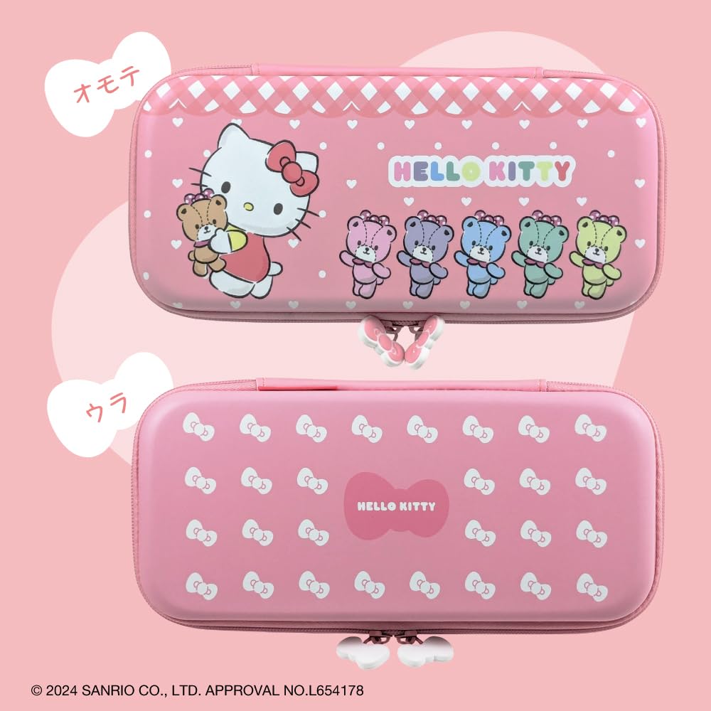 Allone EVA Color Pouch for Sanrio Hello x 4 x Pink Checkered with Inner Compatible with Double Protects from Scratches and Cute Gaming, #Unipo,