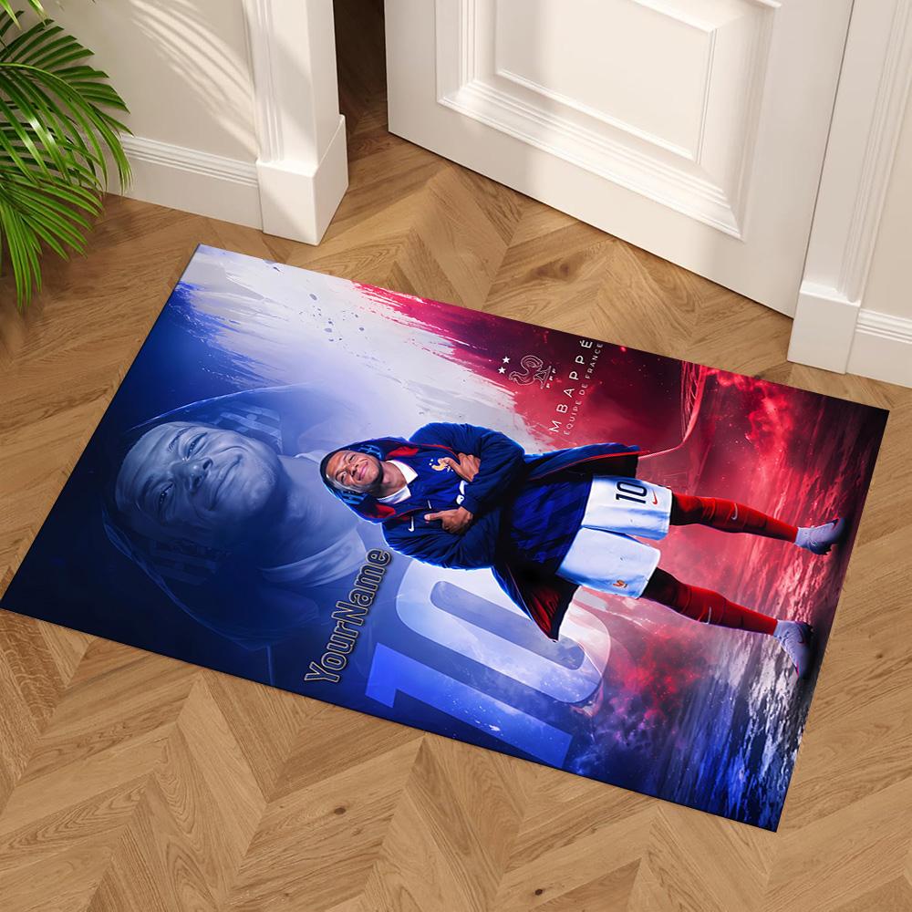 Mbappe Personalized Text Floor Rug Office Rug Design for Foyer Outdoor Balcony Bedrooms Anti-slip Rug Decorate Offices