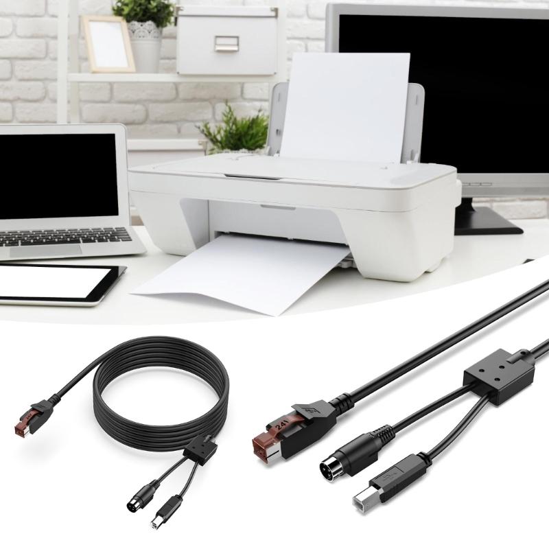 Кабель питания USB 24 В на 3-контактный Power Din (папа) USB 2.0 B (папа) Терминалы Соединительная линия для принтера Сканирующих пистолетов Аксессуар