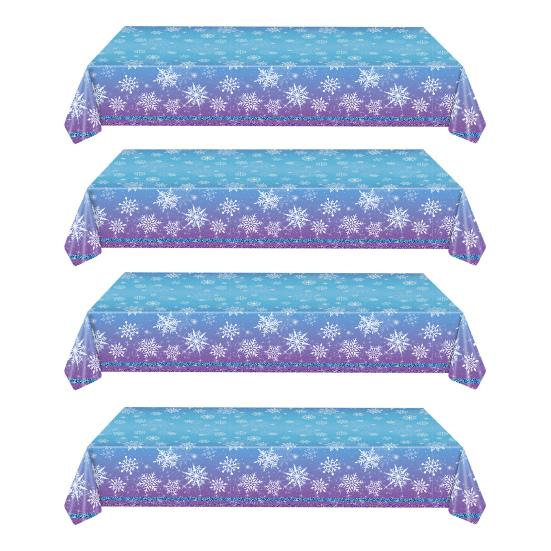 Одноразовая скатерть Водонепроницаемая скатерть со снежинками Блестящая скатерть на зимнюю тематику для рождественских и новогодних вечеринок