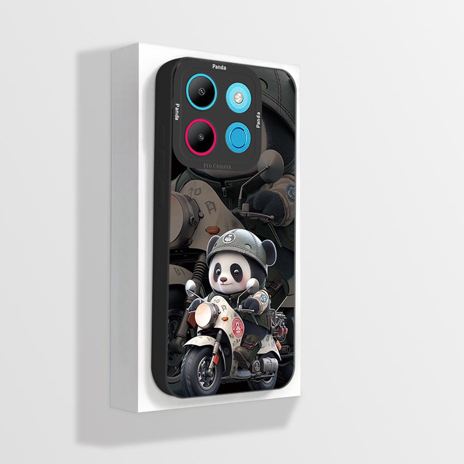 For Infinix Smart 7 Case Infinix Smart 7 HD Phone Case X6515 X6516 Cute Panda Cartoon Camera Protection Matte Soft Bumper Cover