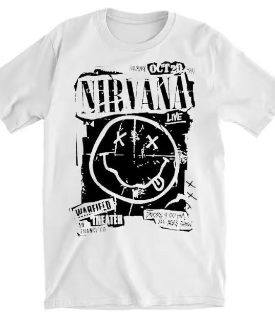 Rock Band Nirvana Print Unisexs 100Cotton Shirt Y2k Hiphop Style Graphic Tshirt Unisex ONeck Short Sleeve Streetwear Unisex Shirt