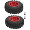55mm2.2in RC Truck Tires with Screw Aluminium Alloy Rubber AntiSkid for WPL D12 110(Red R )