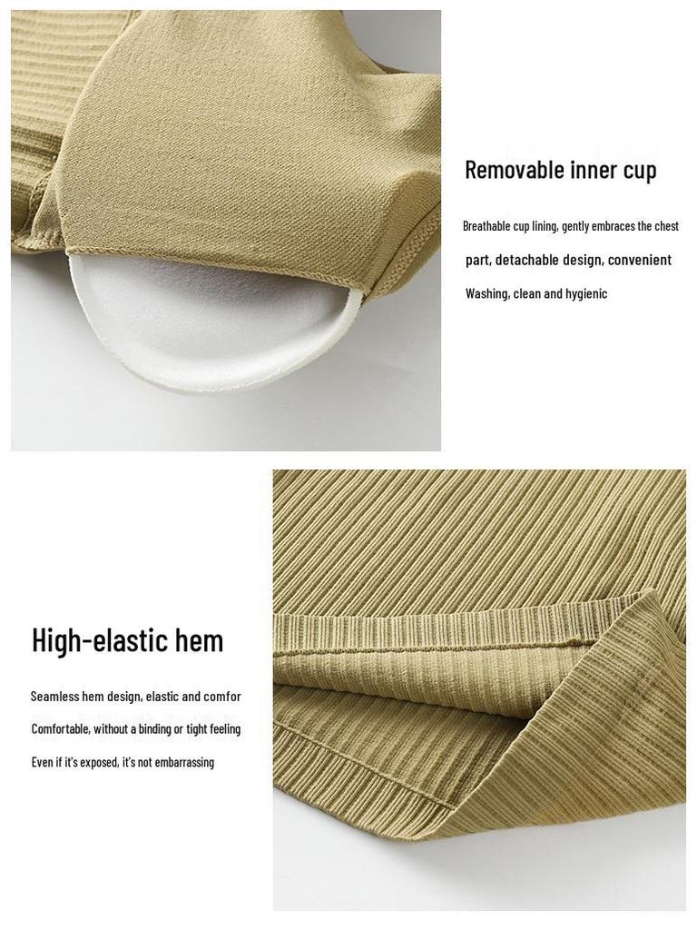 Бесшовный рубчатый топ-камезоль Four Seasons с V-образным вырезом, встроенным бюстгальтером и стильным дизайном спины