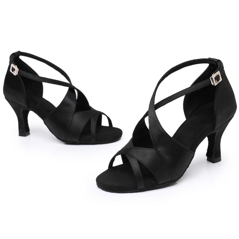Новые латинские танцевальные туфли для женщин и девочек с мягкой подошвой, танцевальная обувь для танго, сальсы и чачи, каблук 7 см