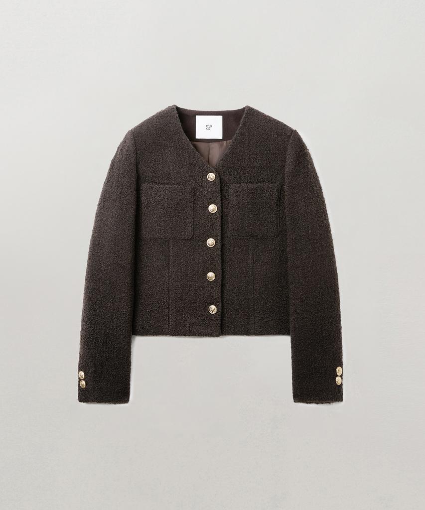 MOAT Diana Button Tweed Jacket (Dark Brown)