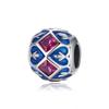 925 Sterling Silver Murano Glass Red Beads Blue Pink Purple Round Charm Plata De Ley 925 For Original  Bracelet Jewelry