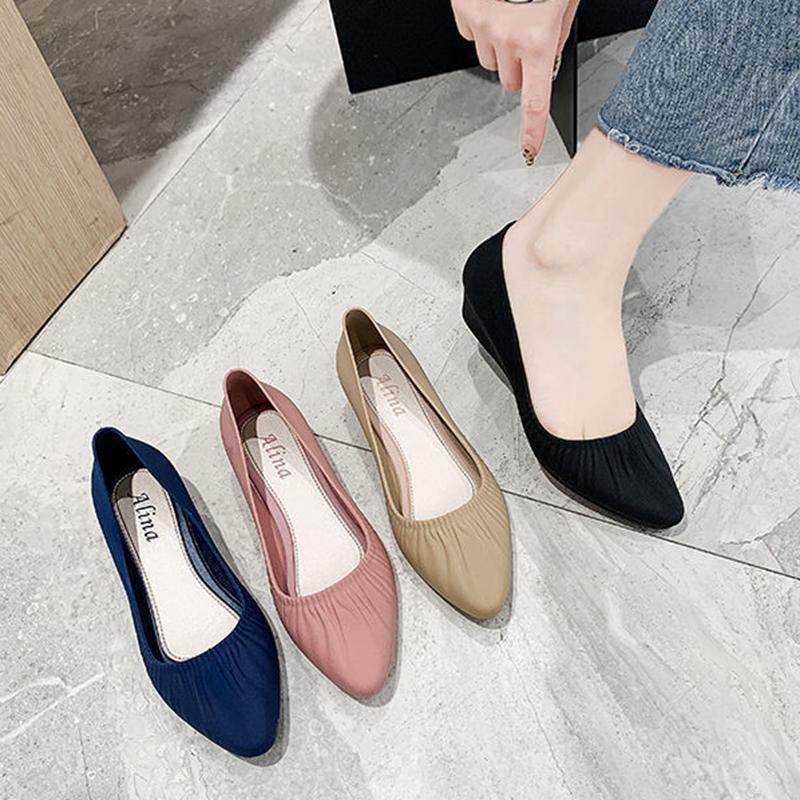 Весенние корейские босоножки с острым носком и матовой поверхностью, одинарные туфли с покатым каблуком, средний каблук, универсальные и модные нескользящие туфли