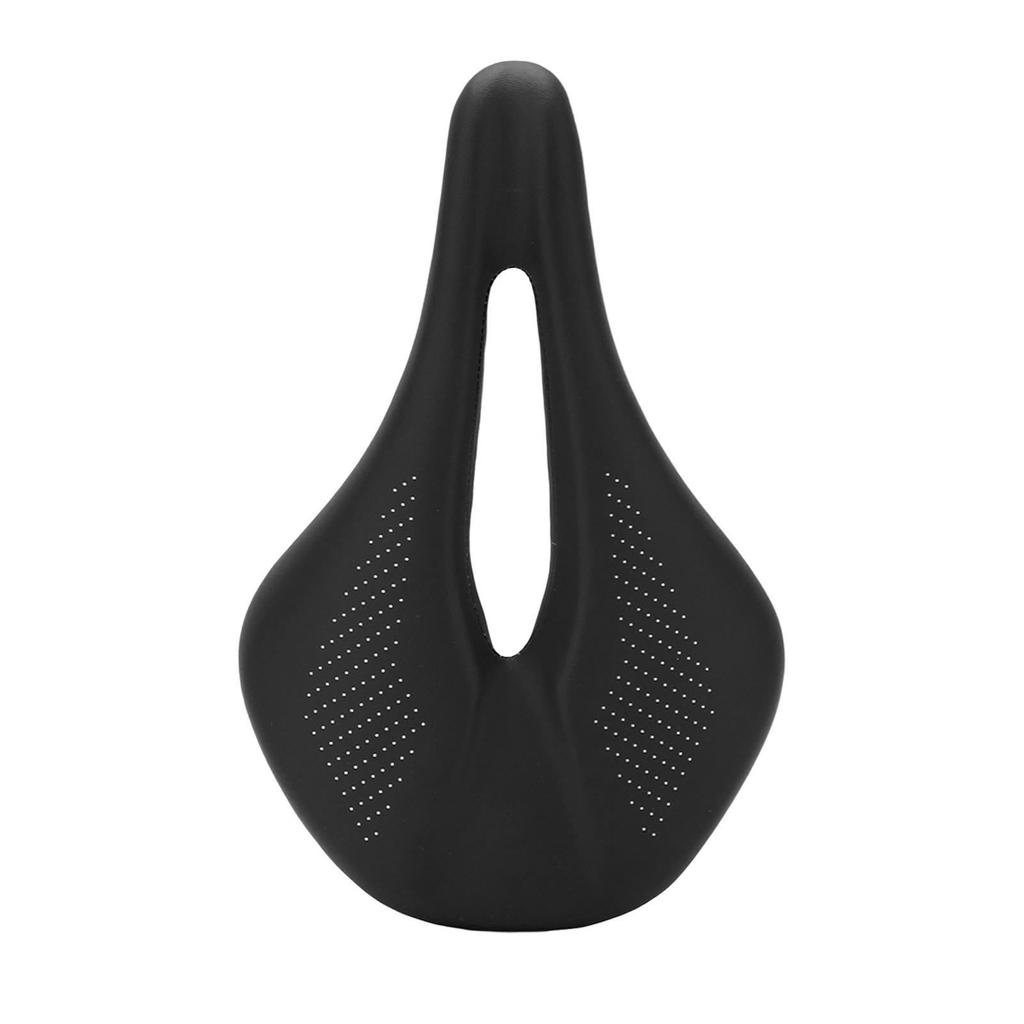 155mm Widen Carbon Fiber Leather Bicycle Saddle Cushion Hollow Cycling Road Bike CushionBlack