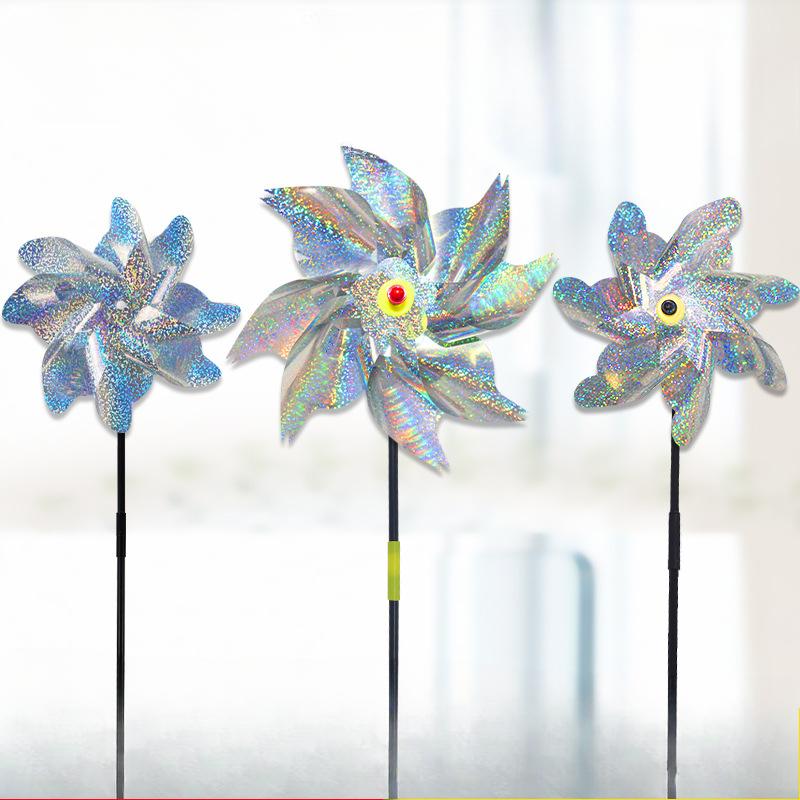 2Pcs Silver Bird Repelling Windmill Laser Wind To Large Windmill Thickened Orchard Farm Can Make Toy Windmills