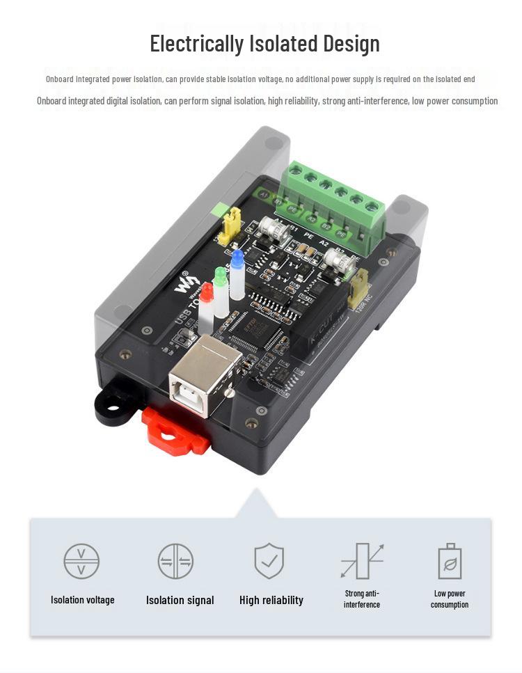 Industrial USB to RS485/RS422 Bidirectional Serial Converter with FT232, Isolation, DIN Rail Mount