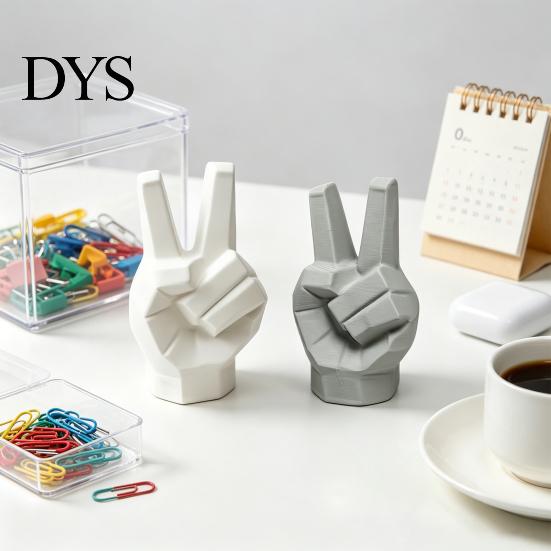 Фигурка жеста победы, 3D-печатная скульптура руки, Современная статуэтка из смолы для дома, офиса, Геометрическое искусство, Декор для стола, Креативное пальцевое украшение, полка