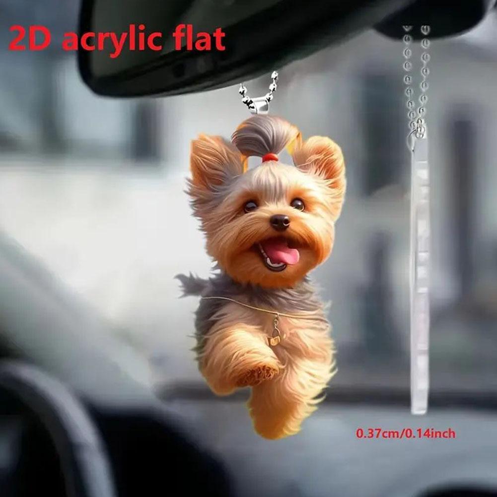 Yorkshire Terrier Dog Acrylic Pendant Hanging Decoration Cartoon Flat Animal Creative Pendant L J0Y9