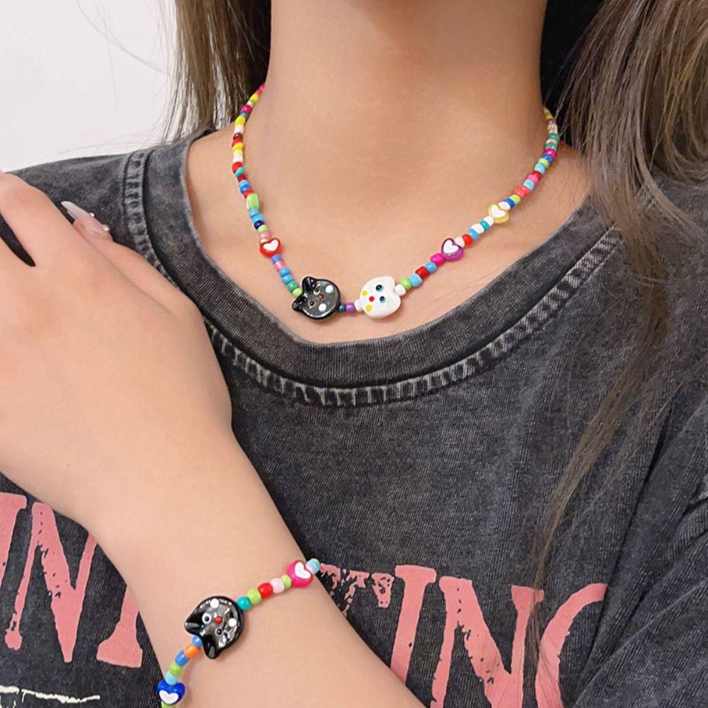 Богемия дофамин ожерелье ярких цветов браслеты BF и GF модные украшения браслет с котенком для девочек