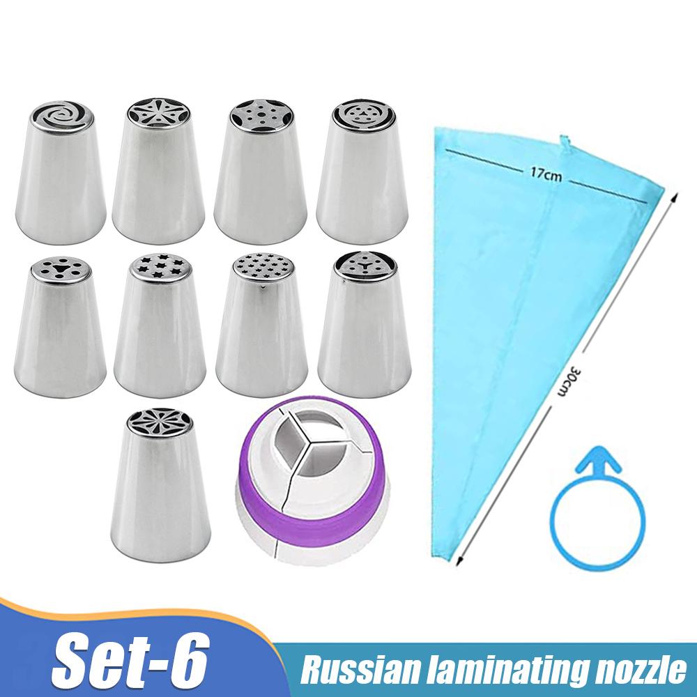 Laminating Nozzle Set Pastry Bag Icing Piping Cream Reusable Pastry Bags With Stainless Nozzle Cake Decorating Kitchen Tools