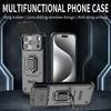 Чехол-бампер для iPhone 17 16 15 13 Pro Max 14 Plus с выдвижным креплением для камеры и магнитной подставкой, усиленный, противоударный, с кольцом-подставкой, задняя крышка X0040