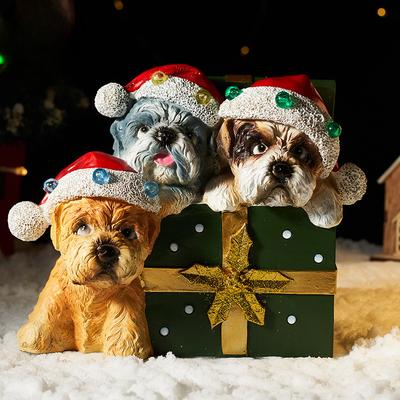 Рождественские ornaments-скульптуры животных Коричневый медведь-барабанщик Собака Идея подарка Коробка Красивый скейтборд Пингвин Рождественские украшения для дома