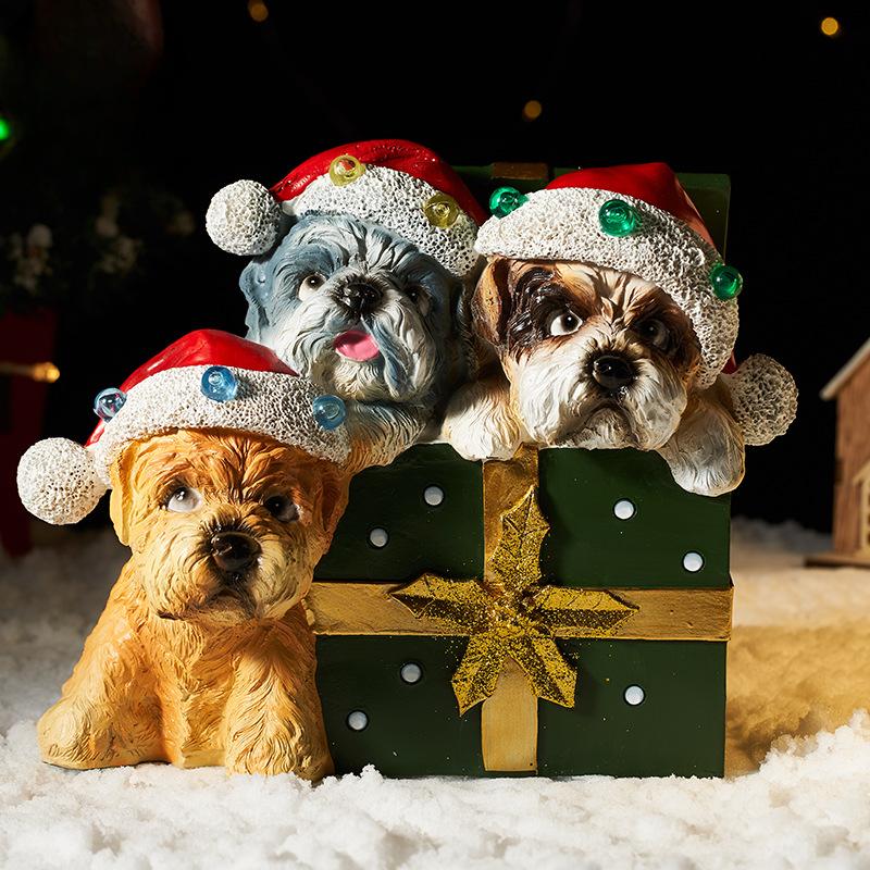 Рождественские ornaments-скульптуры животных Коричневый медведь-барабанщик Собака Идея подарка Коробка Красивый скейтборд Пингвин Рождественские украшения для дома
