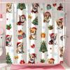 Funny Christmas Puppy Shower Curtain Christmas Tree Gift Bow Snowflake Polyester Fabric Shower Curtain Bathroom Decor With Hooks