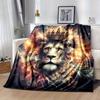 1pc Lion's Crown Amidst Celestial Flames Blanket  Seasonal Universal Home Decorative Throw, Living Room, Travel, Camping, Car Blankets