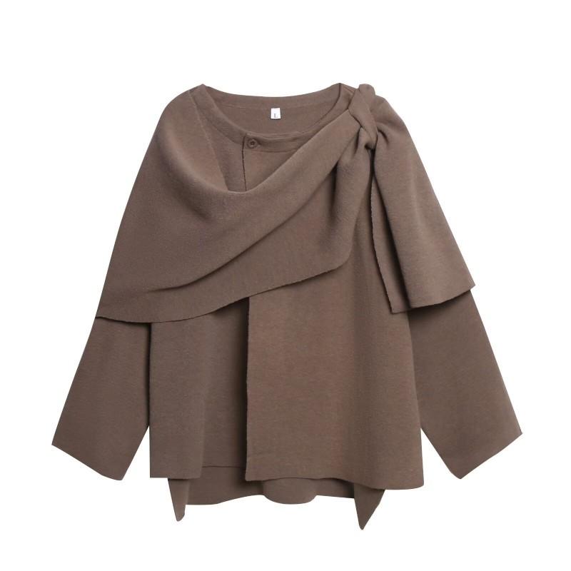 Womens Asymmetrical Knit Cardigan Short Cropped Sweater Fall Winter Streetwear Loose Fit