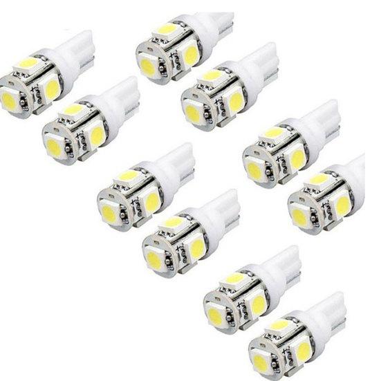 10шт W5W 2825 T10 Wedge 5-SMD 5050 Ксеноновые белые светодиодные лампы Автомобильные фары