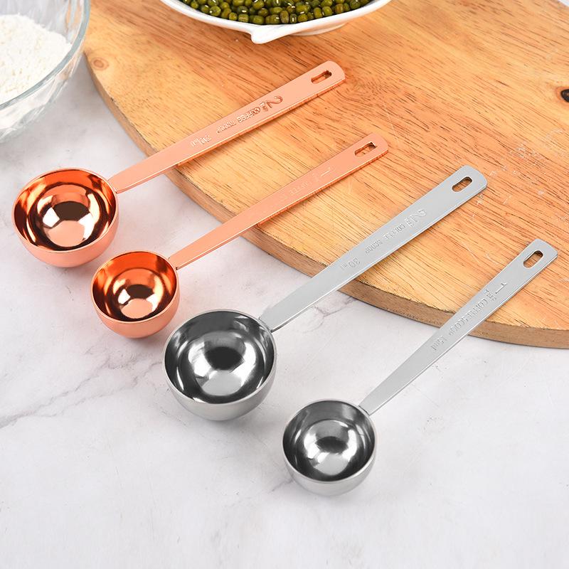 Stainless Steel Long Handle Measuring Spoon Set: 30ml Coffee, 15ml Milk/Fruit Powder - Perfect Baking Tool