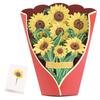 Moin Moin Message Greeting Card with Flower Envelope and Mini Card Paper Bouquet of Sunflowers and Yellow 3D Realistic Big and Makes a Great