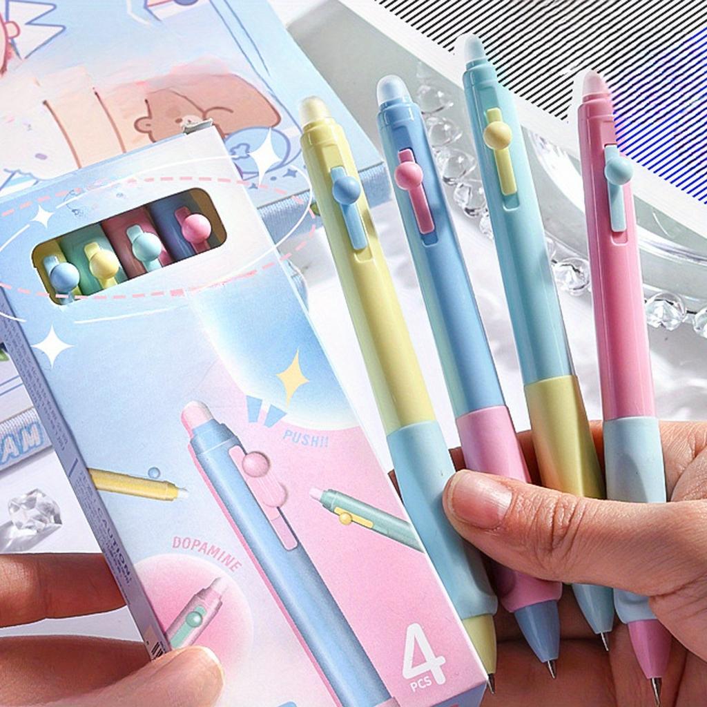4 шт./коробка стираемых гелевых ручек с тонким кончиком 0,5 мм, черные/синие чернила для письма, школьные канцелярские принадлежности