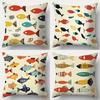 Ocean Colorful Fish Theme Digital Printing Pillow Cover Short Plush Suitable Living Rooms Bedrooms Sofas Throw Cushion Cover